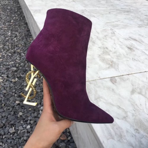 Saint Laurent YSL Booties Suede purple color YSL343332225 